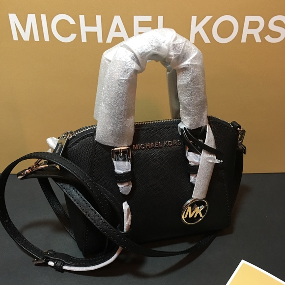 MICHAEL KORS MINI CROSSBODY - BLACK/SILVER - CUTE! - Picture 3 of 8